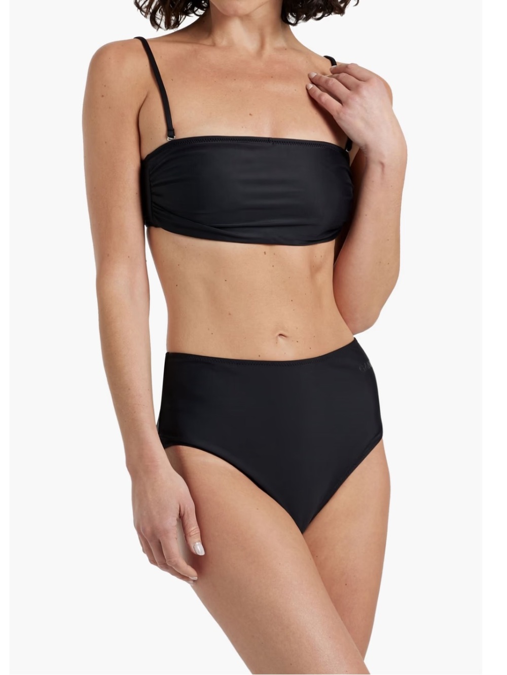 Ganni Black Bandeau High-Waist Bikini Set in Red Euro Size 48